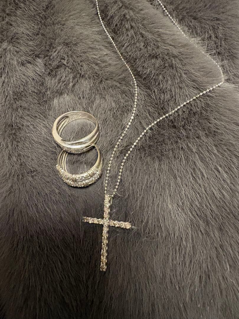 18金WGネックレスとリングセット