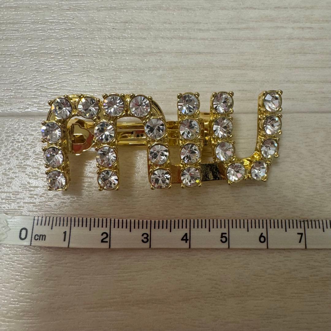 未使用☆正規品　ミュウミュウ　ビジューロゴ　ヘアクリップ　バレッタ　ヘアアクセ