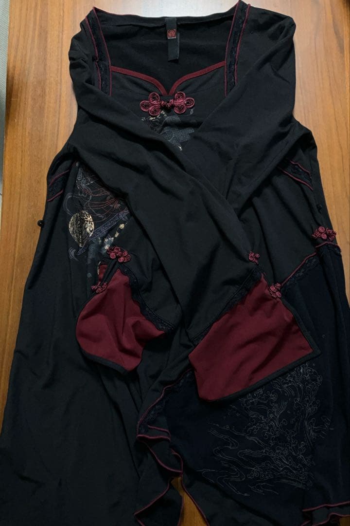 OZZ ON JAPAN 裏起毛 和チャイナ チュニック 黒 和ゴス 和柄