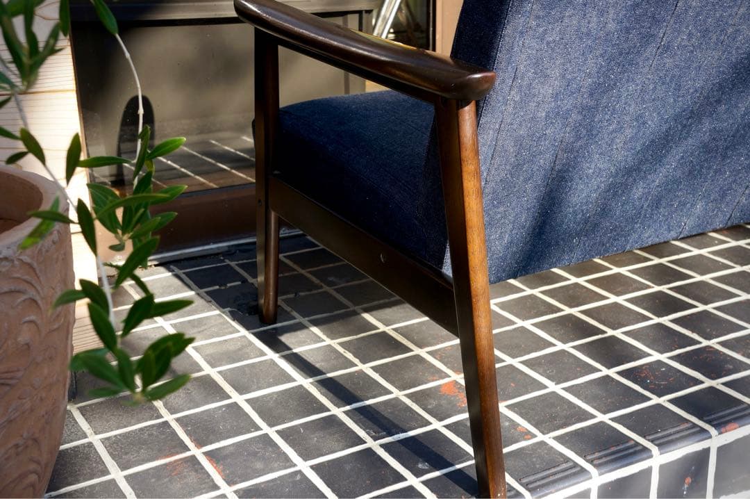 【カリモク60】 Kチェア デニムソファ 岡山産セルビッチデニムリメイクモデル