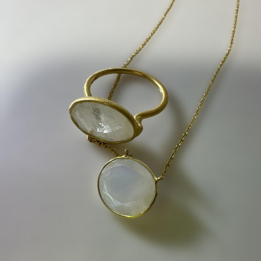 ☆Odul☆レインボームーンストーン☆ネックレス & リング☆未使用品☆