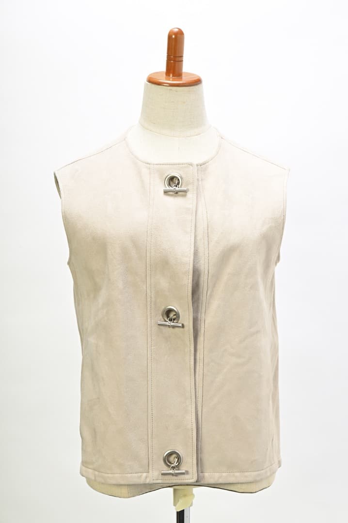 エルメス　ベージュ スエード　ノースリーブ　ベスト　ジレ