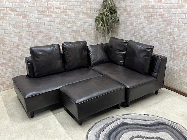 コーナーソファ　カウチソファー　レイアウトフリー　ダークブラウン　新品