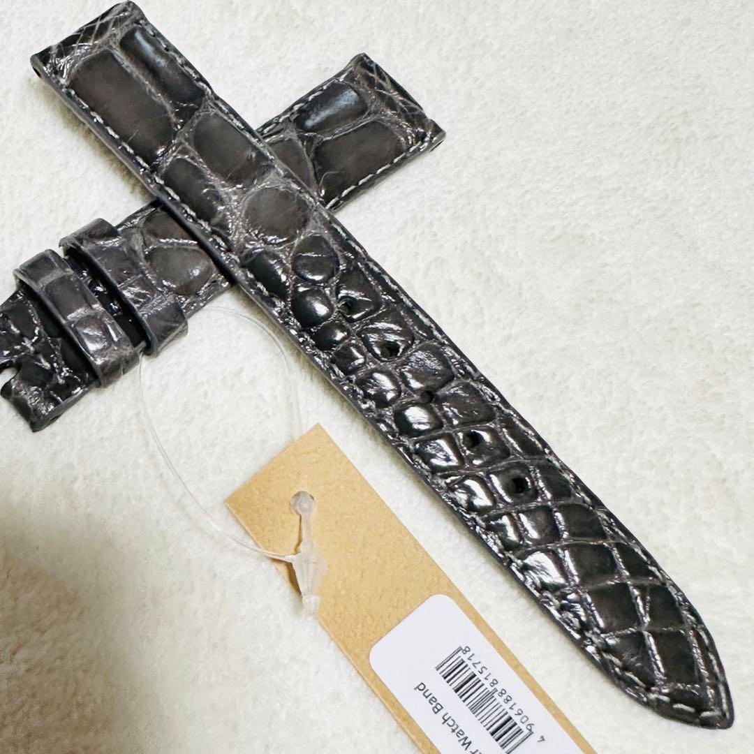 6536#18mm-16mmダークアッシュ★本物クロコダイル腕時計用ベルト