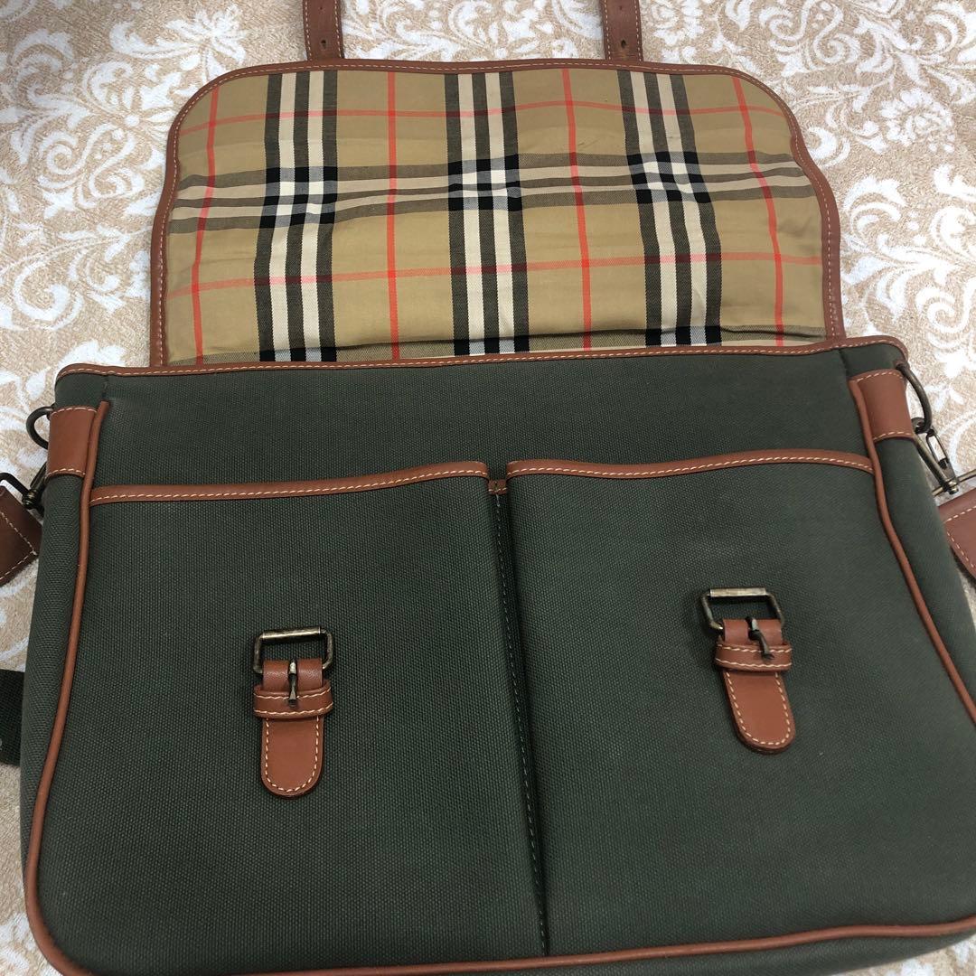 10/7まで限定デッドス未使用Burberryキャンバスレザー製 2wayバッグ