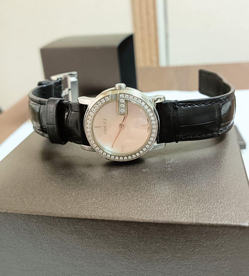 非常に美品。GUCCI　Gラウンド　ダイヤモンドベゼル　腕時計