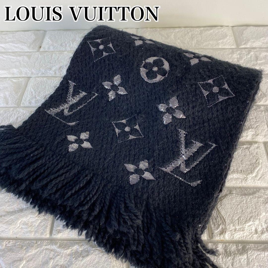 ルイヴィトン　M75833 エシャルプ　ロゴマニア　シャイン　ノワール　マフラー