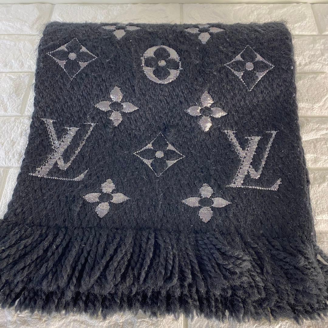 ルイヴィトン　M75833 エシャルプ　ロゴマニア　シャイン　ノワール　マフラー