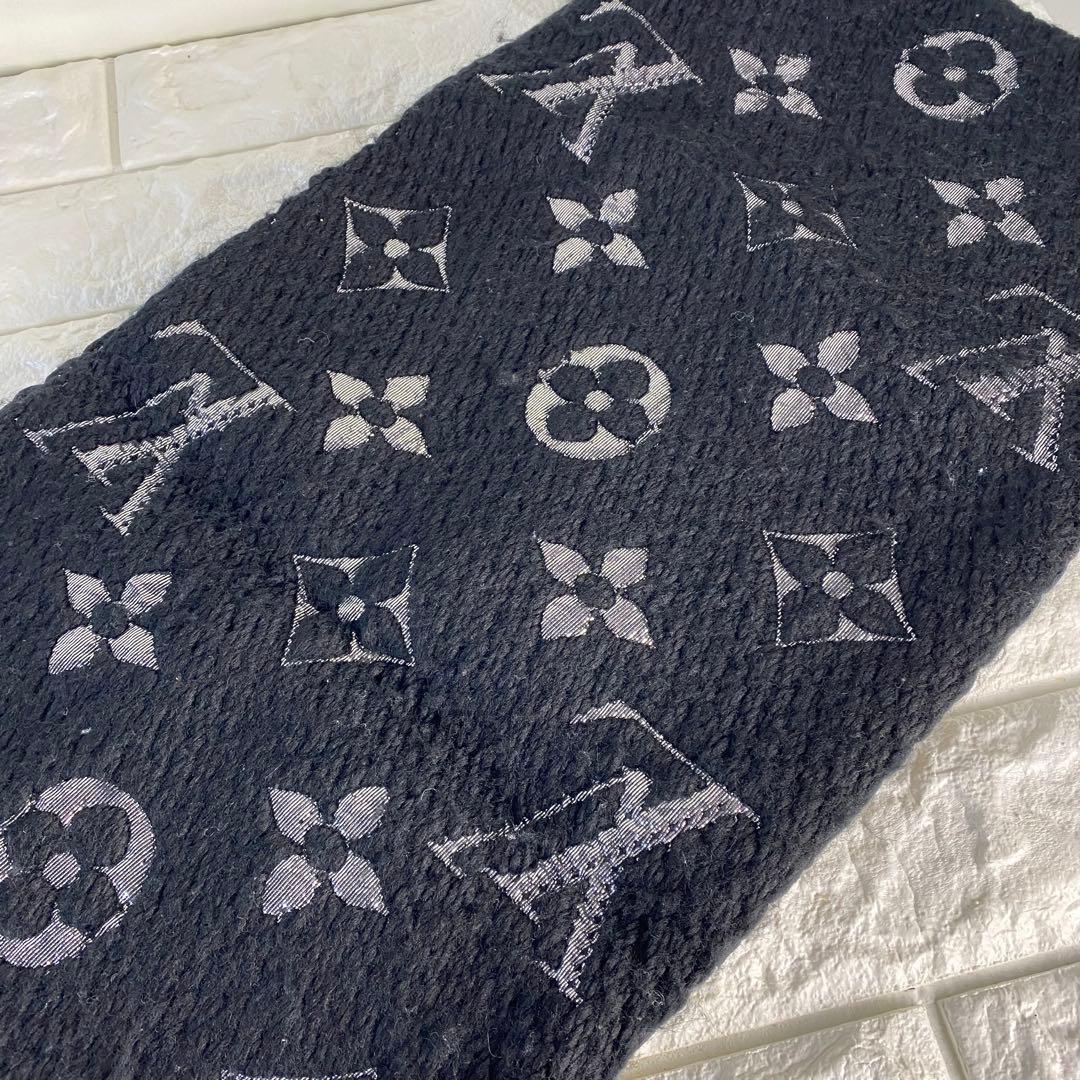 ルイヴィトン　M75833 エシャルプ　ロゴマニア　シャイン　ノワール　マフラー