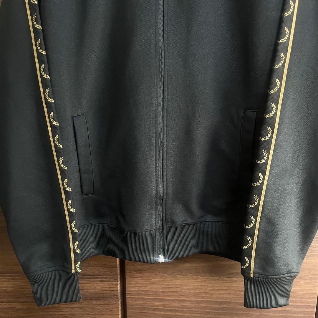 フレッドペリー トラックジャケット ポルトガル製 刺繡ロゴ 茶×黒 S 美品