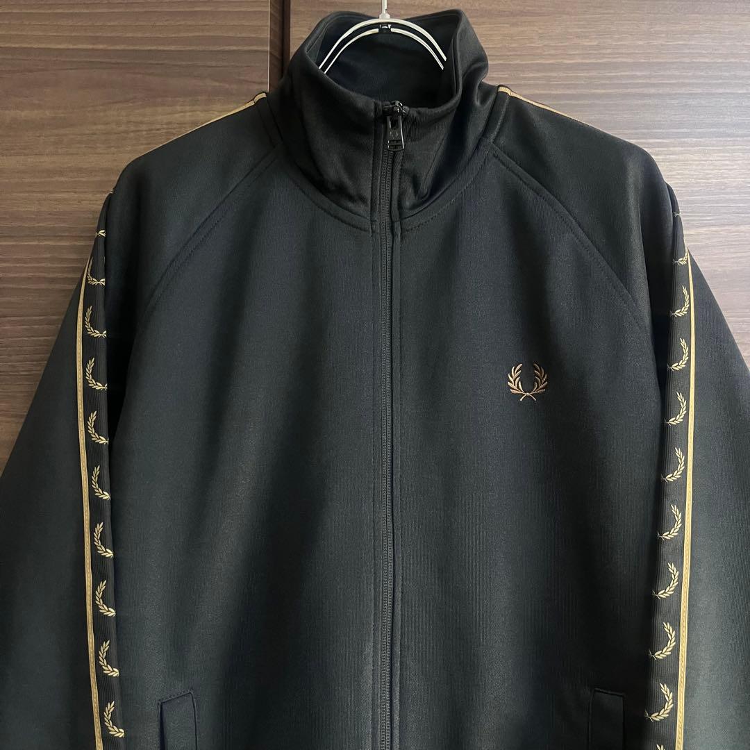 フレッドペリー トラックジャケット ポルトガル製 刺繡ロゴ 茶×黒 S 美品