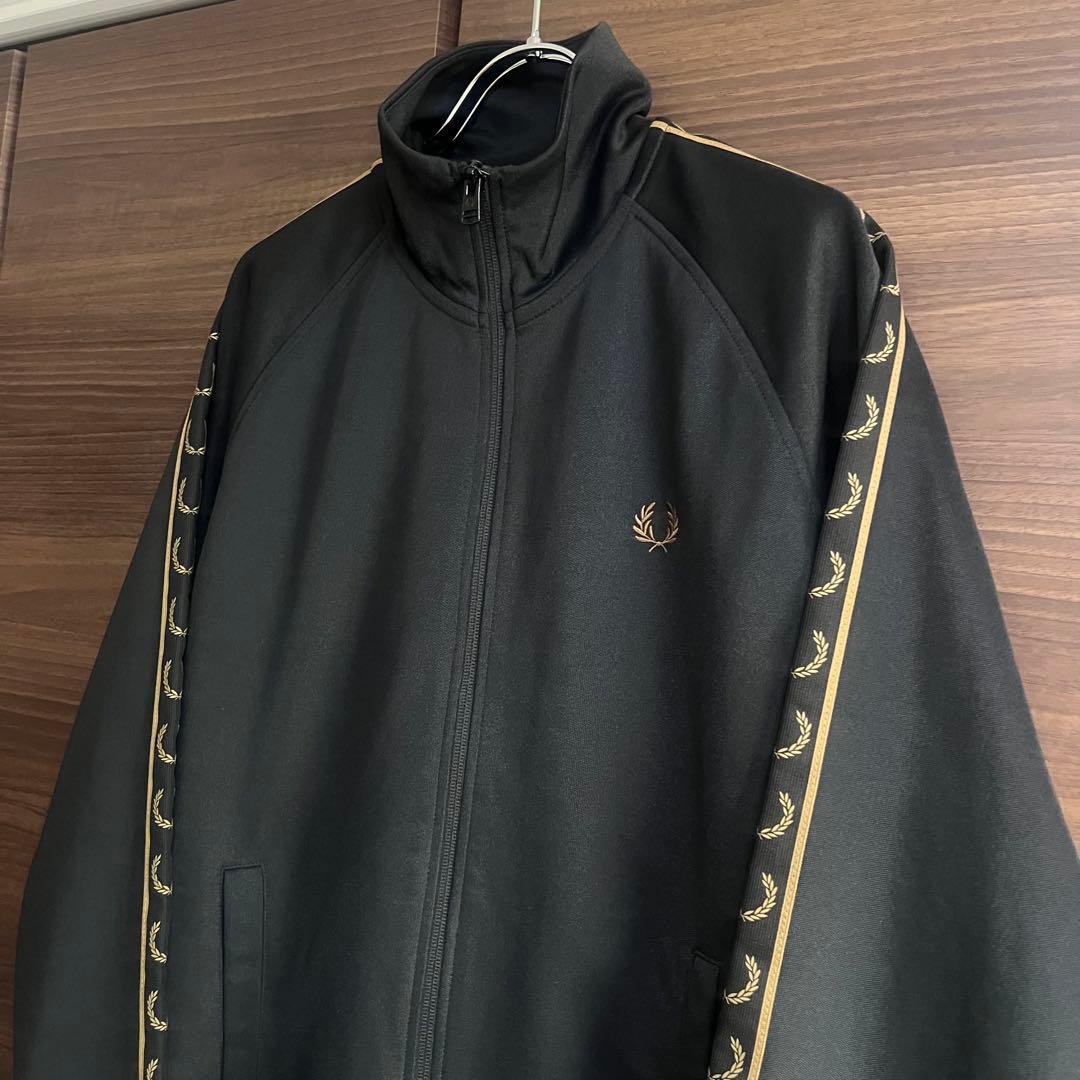 フレッドペリー トラックジャケット ポルトガル製 刺繡ロゴ 茶×黒 S 美品