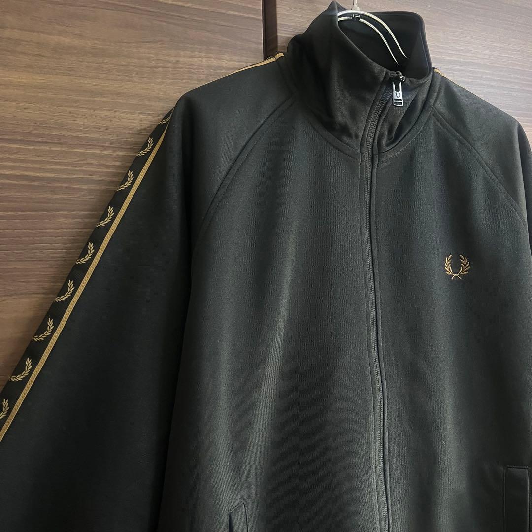 フレッドペリー トラックジャケット ポルトガル製 刺繡ロゴ 茶×黒 S 美品