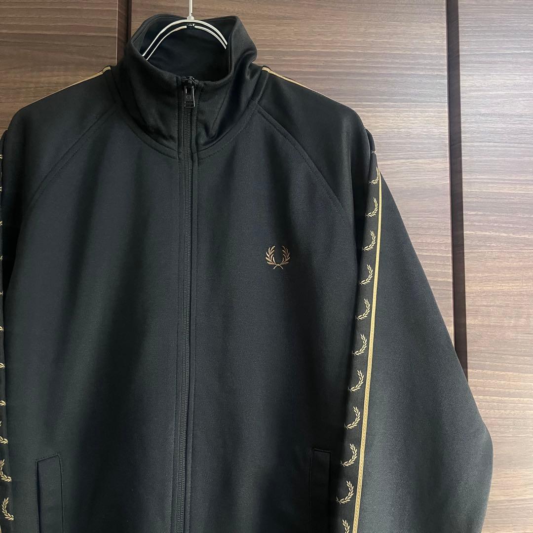 フレッドペリー トラックジャケット ポルトガル製 刺繡ロゴ 茶×黒 S 美品