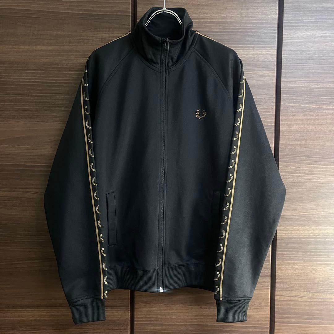フレッドペリー トラックジャケット ポルトガル製 刺繡ロゴ 茶×黒 S 美品