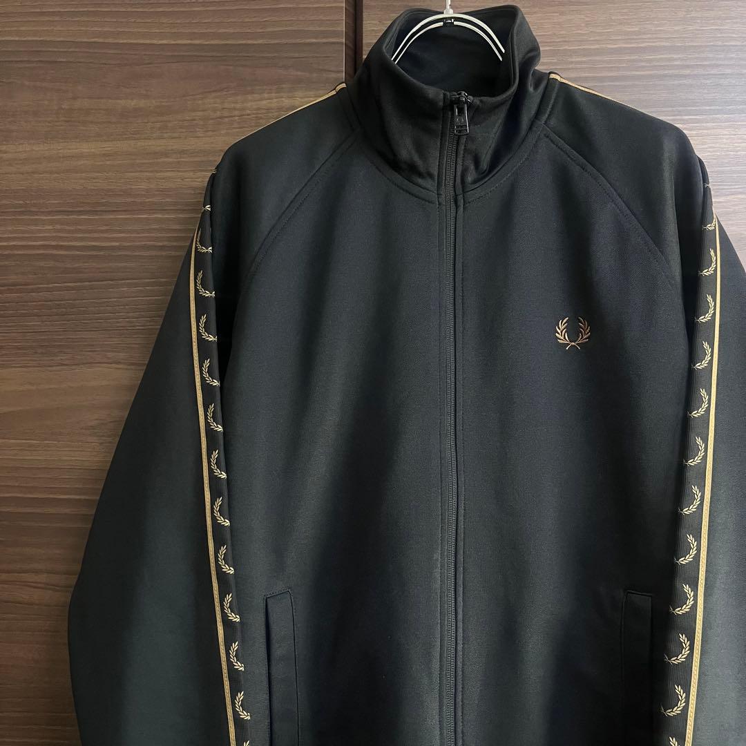 フレッドペリー トラックジャケット ポルトガル製 刺繡ロゴ 茶×黒 S 美品