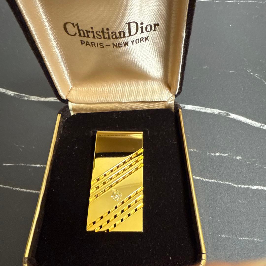美品Christian Dior ゴールド マネークリップ 専用ケース付き