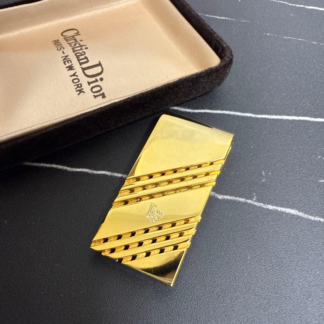 美品Christian Dior ゴールド マネークリップ 専用ケース付き