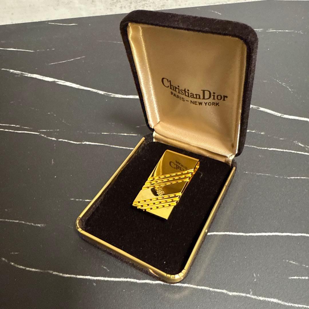 美品Christian Dior ゴールド マネークリップ 専用ケース付き