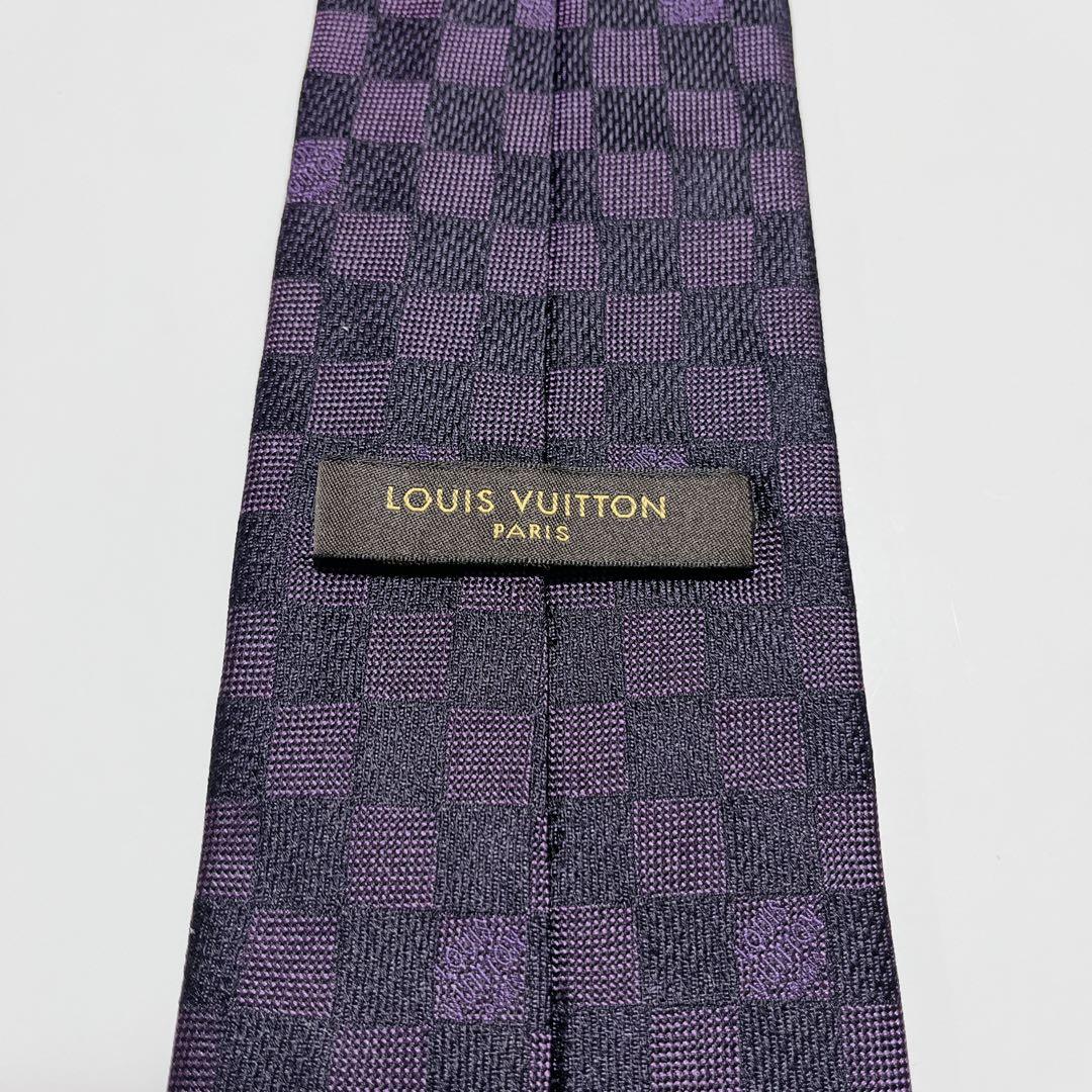 美品 ルイヴィトン ネクタイ ハイブランド ダミエ柄 光沢 ジャガード織り 希少