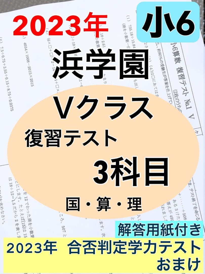 浜学園　最新版　2023年　小6　復習テスト　Vクラス　算国理　1年分 美品