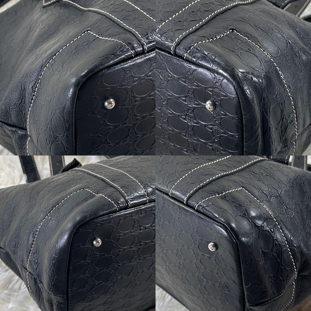 【美品】ヴィヴィアンウエストウッド トートバッグ レザー オーブ 総柄 ロゴ 黒