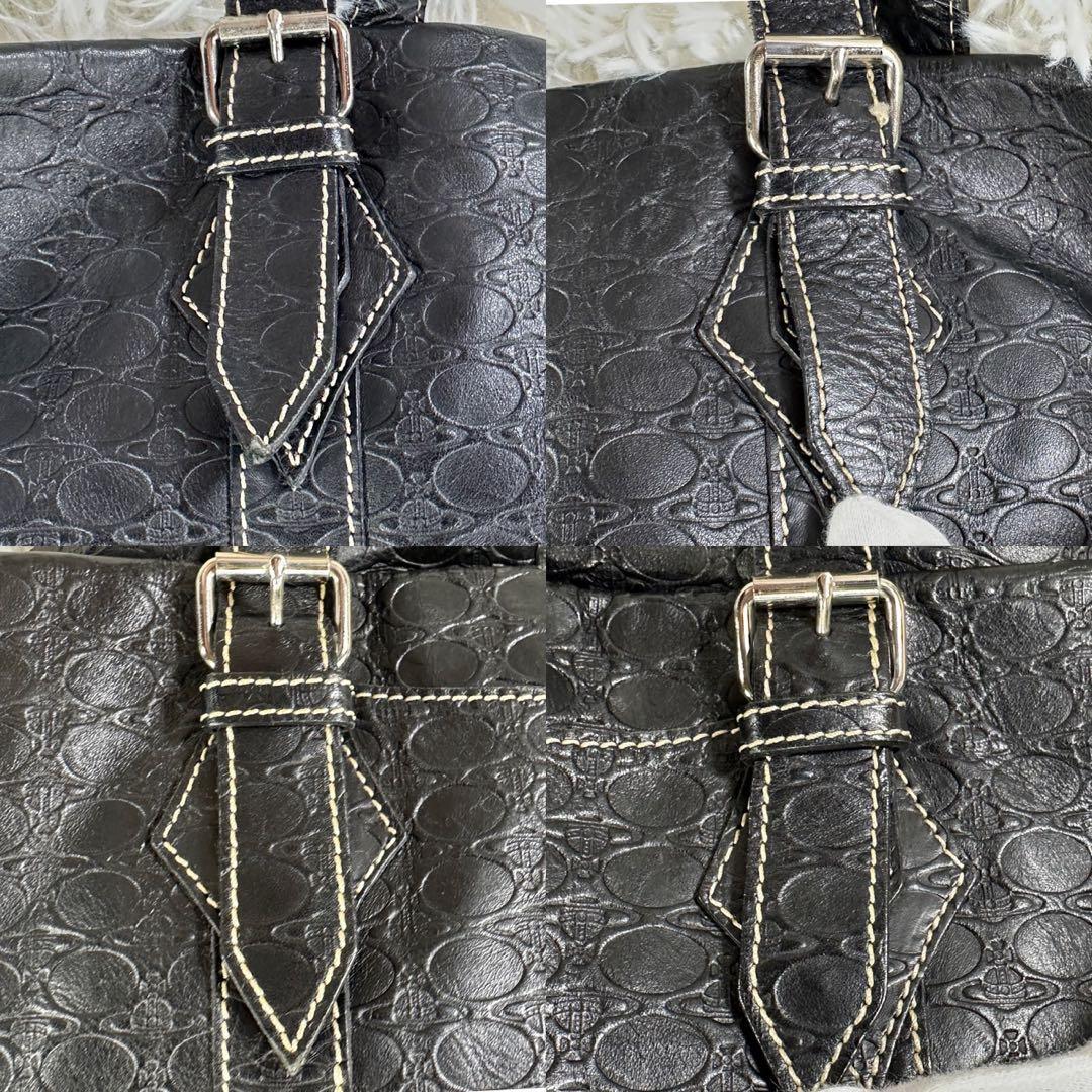 【美品】ヴィヴィアンウエストウッド トートバッグ レザー オーブ 総柄 ロゴ 黒