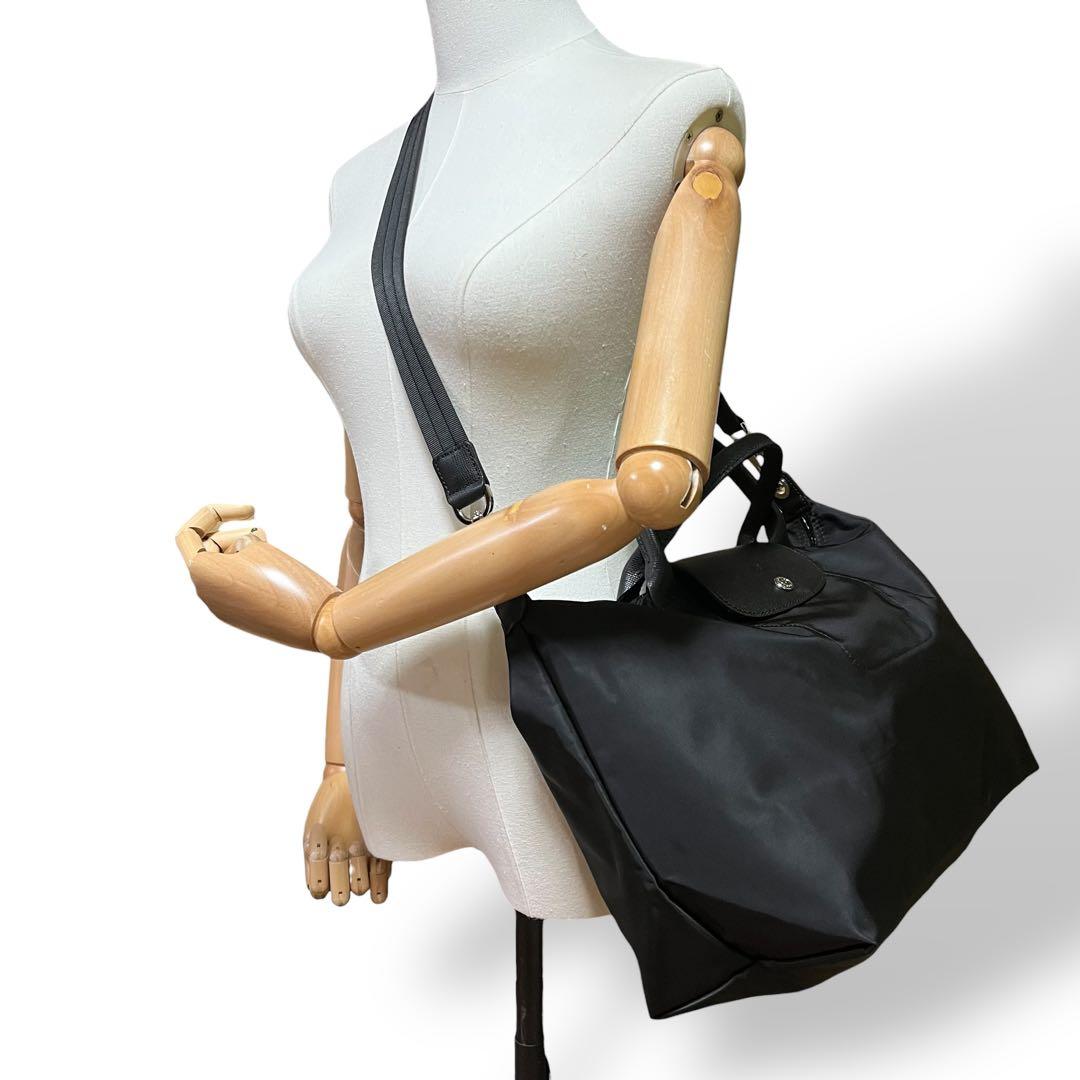 未使用級　LONGCHAMP ロンシャン　ナイロン　ショルダーバッグ　黒　A4