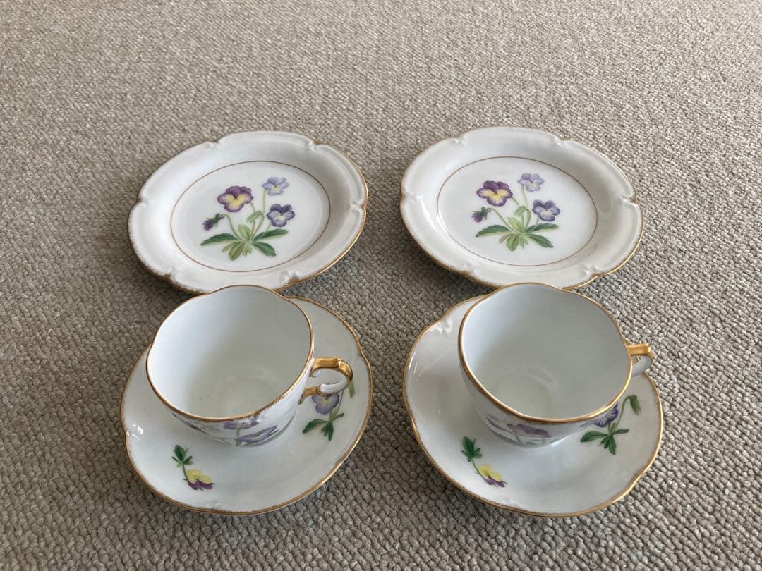 【希少・限定品】大倉陶園 シェイクスピアフラワーズ パンジー トリオ