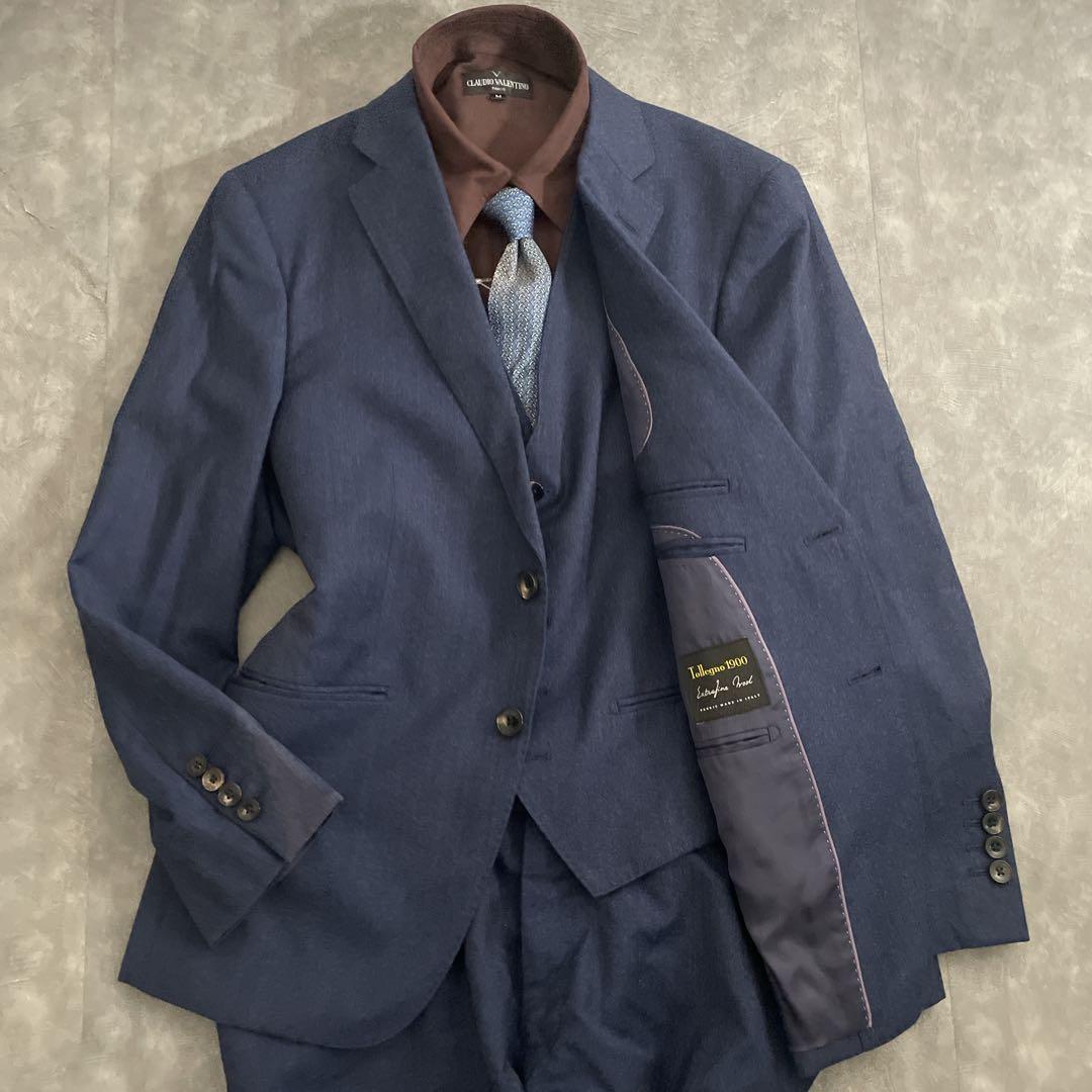 イタリア生地 フェルトウール 3ピース セットアップスーツ×HERMESネクタイ