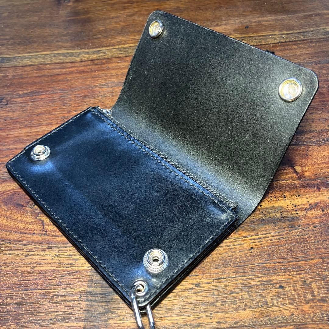 k@2様オーダー品 ミドルトラッカーウォレット　ブラック　国産本革
