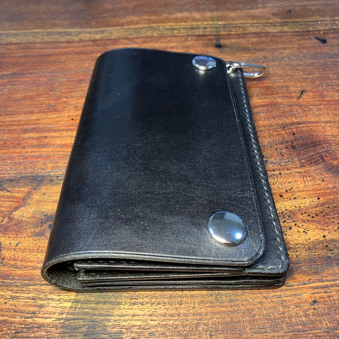 k@2様オーダー品 ミドルトラッカーウォレット　ブラック　国産本革