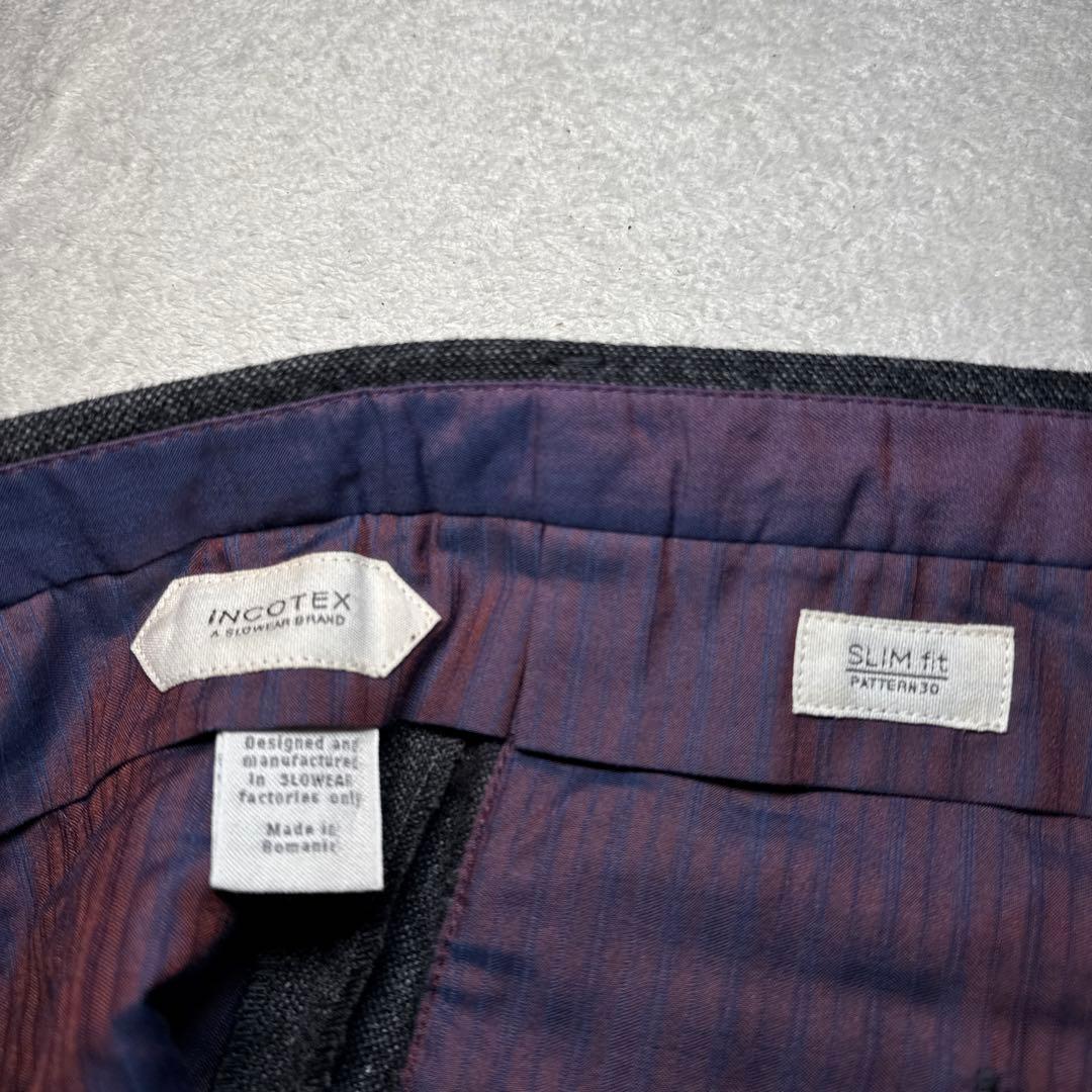 75 未使用　インコテックス　スラックス　グレー　ツイード　46