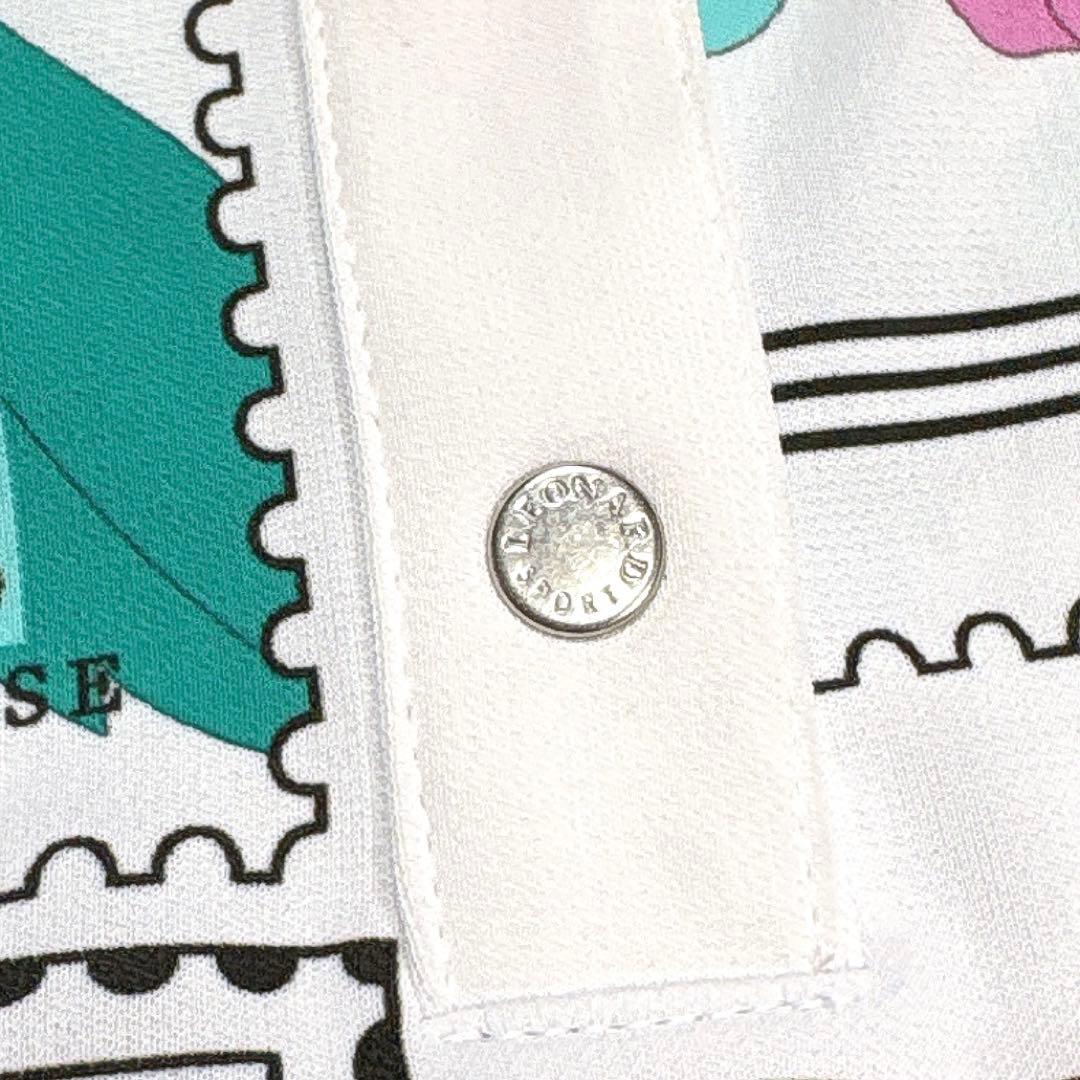 タグ付き✨近年モデル レオナール ポロシャツ トリム 花柄 切手 ロゴ刺繍 42