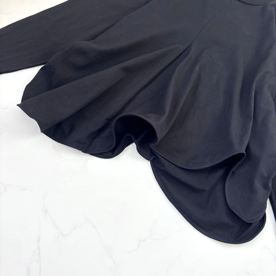 【25年モデル】エンフォルド アシンメトリードレープロングスリーブTシャツ 黒