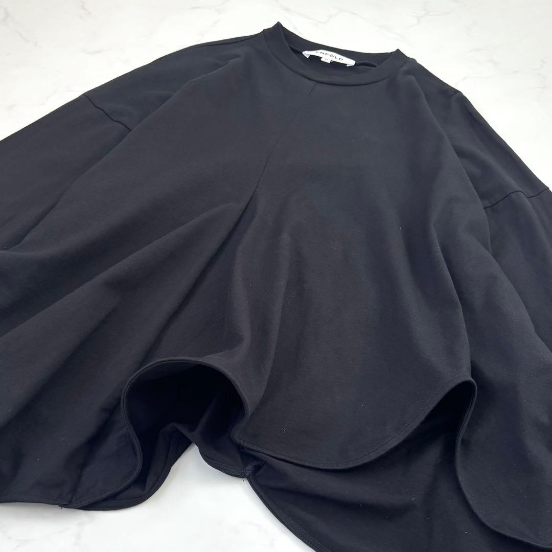 【25年モデル】エンフォルド アシンメトリードレープロングスリーブTシャツ 黒