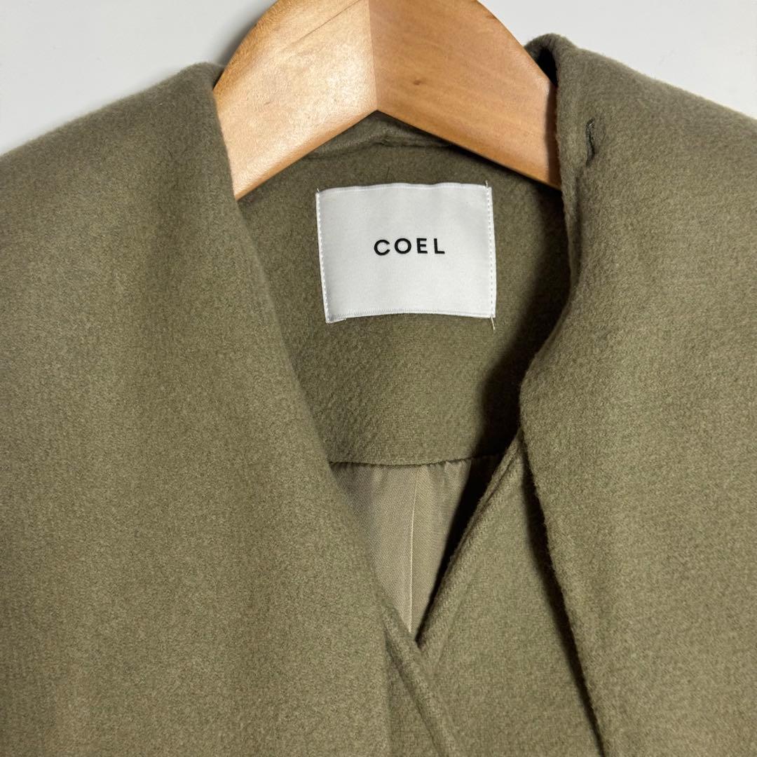 新品　COEL ストール付きリバーコート　取外し可　38 オリーブ