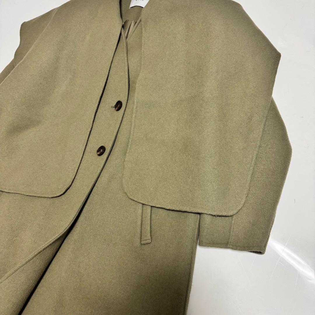新品　COEL ストール付きリバーコート　取外し可　38 オリーブ