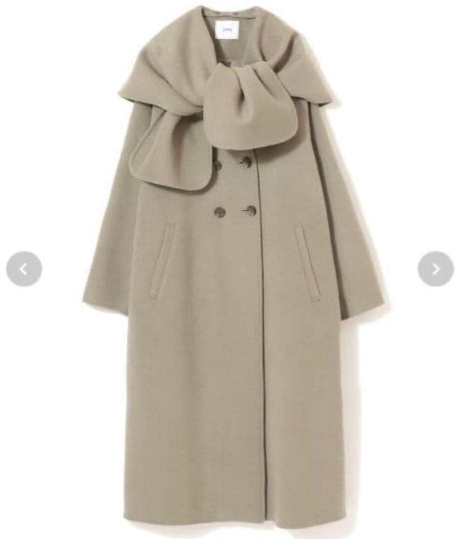 新品　COEL ストール付きリバーコート　取外し可　38 オリーブ