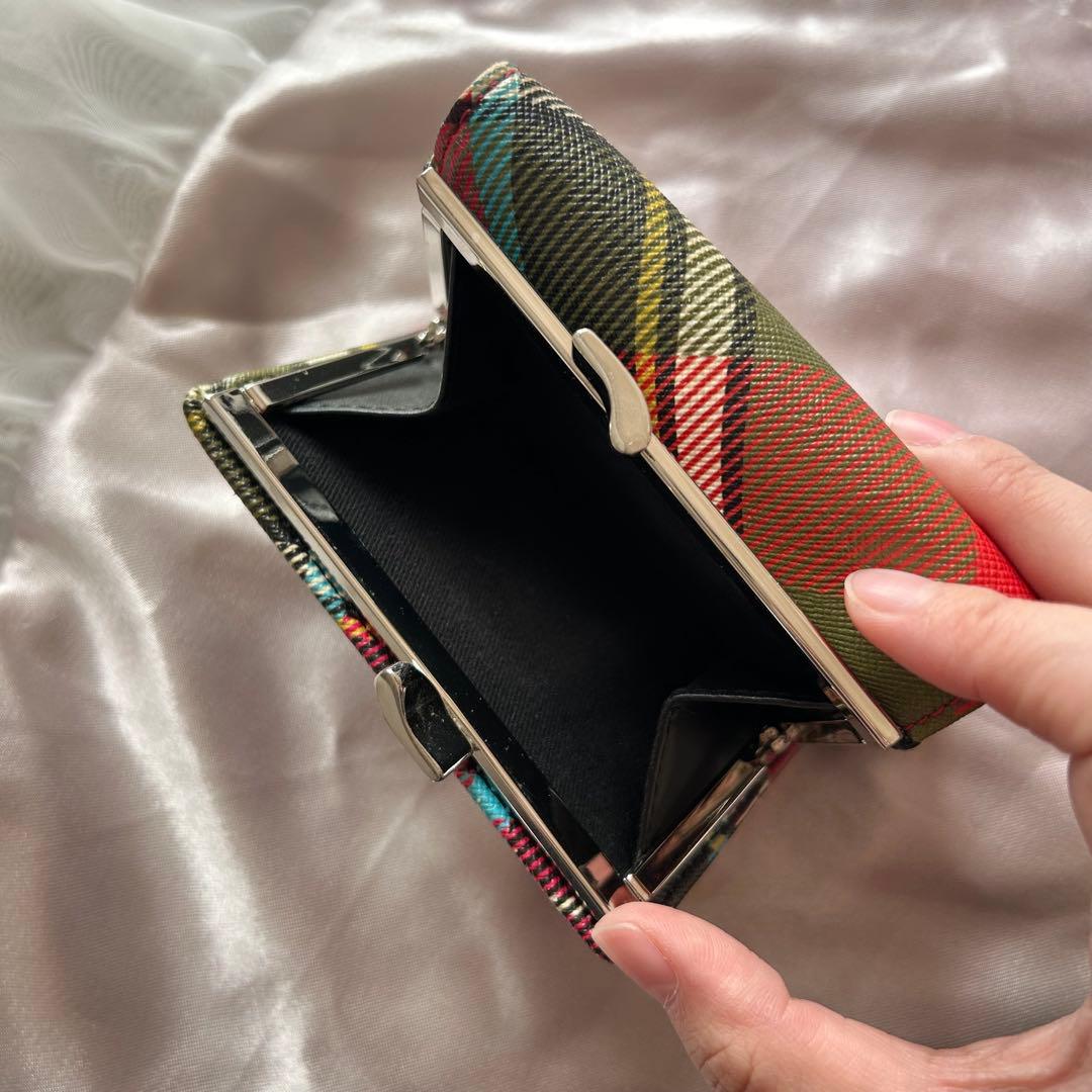 レア ◆ Vivienne Westwood 財布：三折り＋がま口 緑チェック柄