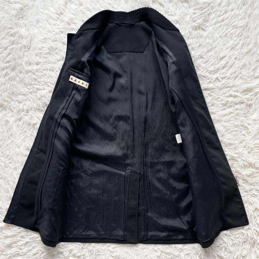 MARNI ロング丈 MA-1コート ブルゾン ロゴ刻印ダブルジップ ブラック