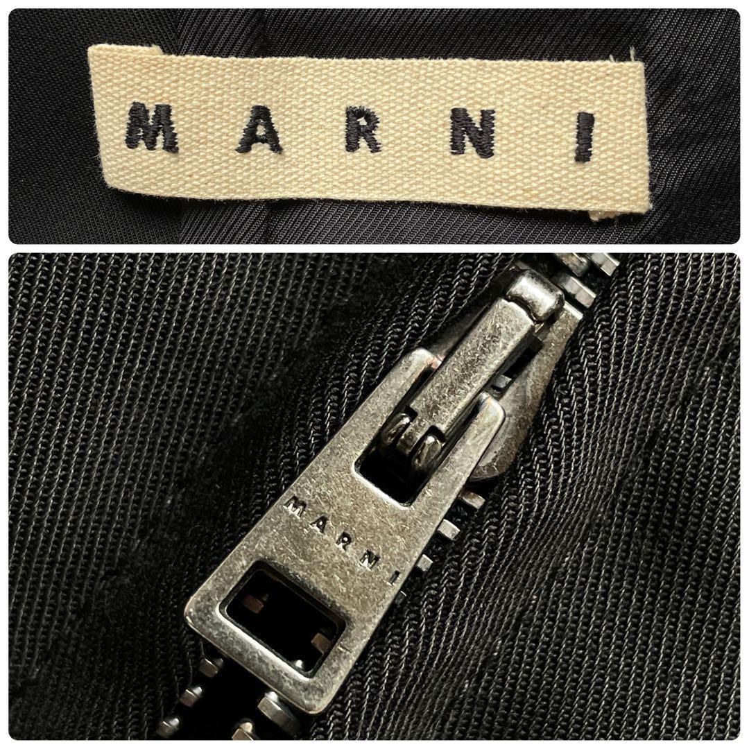 MARNI ロング丈 MA-1コート ブルゾン ロゴ刻印ダブルジップ ブラック