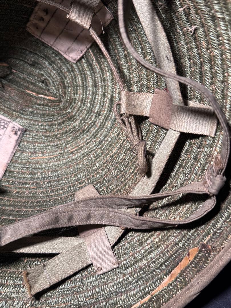 珍品 麦藁 日本軍 南方用布被麦藁帽子　日華納 昭和19年 廣支 星 美品