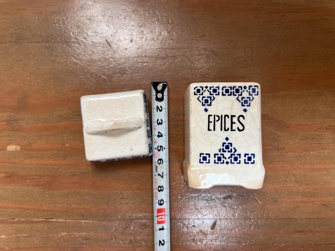 陶器のキャニスター3つセット フレンチアンティーク