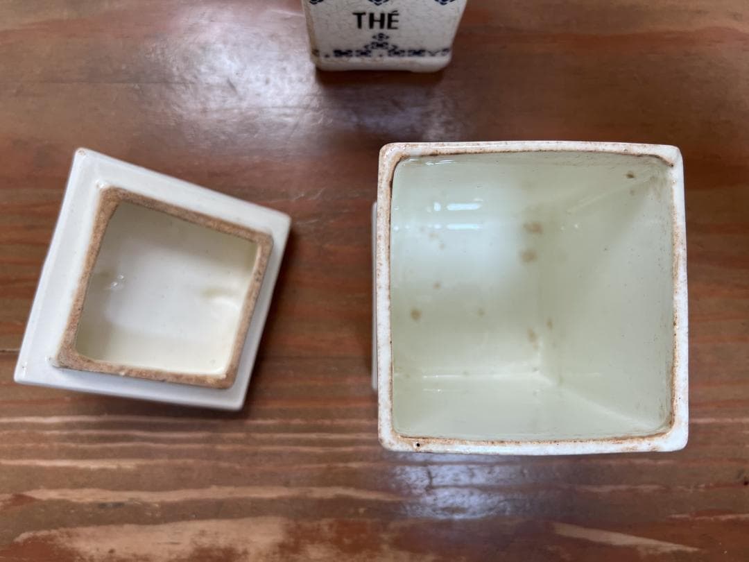 陶器のキャニスター3つセット フレンチアンティーク