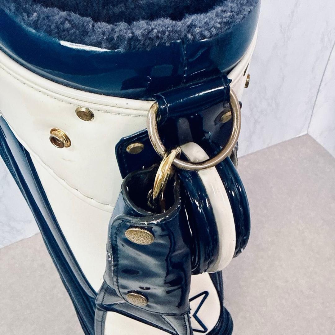 PEARLY GATES キャディバッグ ホワイト ネイビー エナメル　9.5型