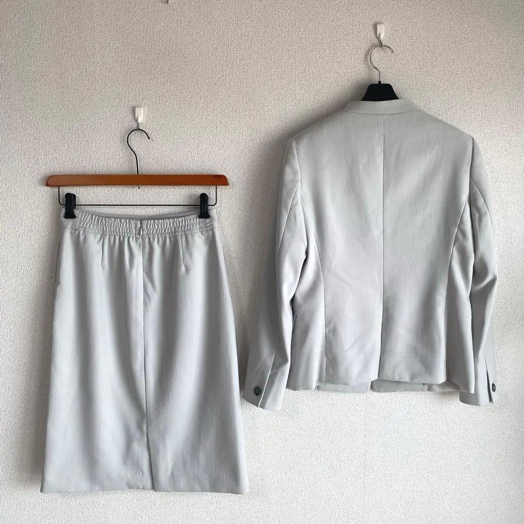 PLST プラステ Vカラー ノーカラー スカートスーツ M W66 DMW