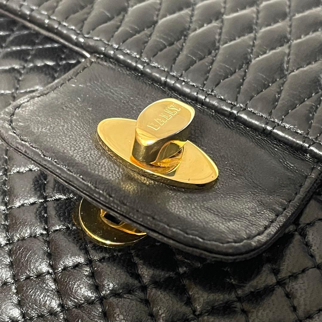 BALLY チェーンショルダーバッグ キルティング ターンロック レザー 黒
