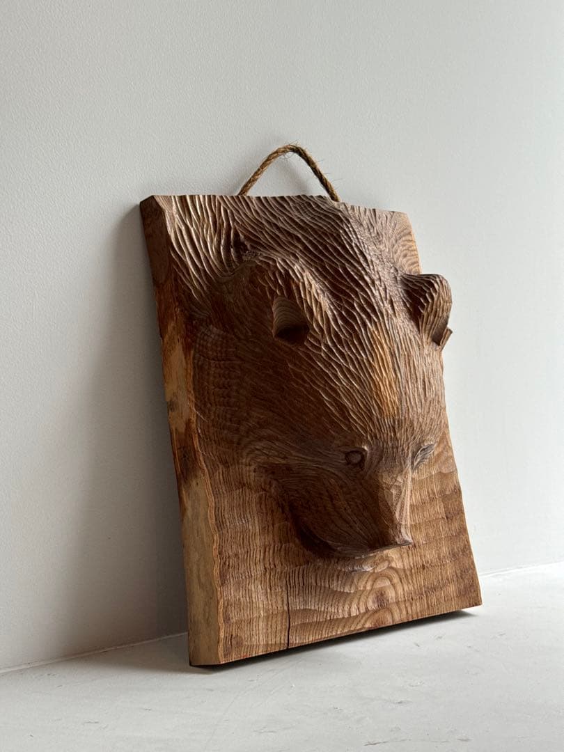 た*い様 木彫り 熊 ガラス目 民芸品 工芸品 伝統工芸 アイヌ 八雲 レリーフ