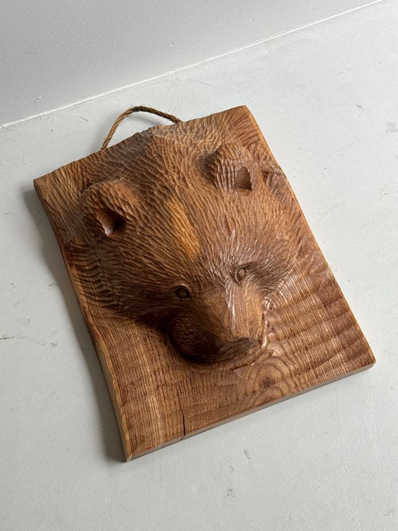 た*い様 木彫り 熊 ガラス目 民芸品 工芸品 伝統工芸 アイヌ 八雲 レリーフ